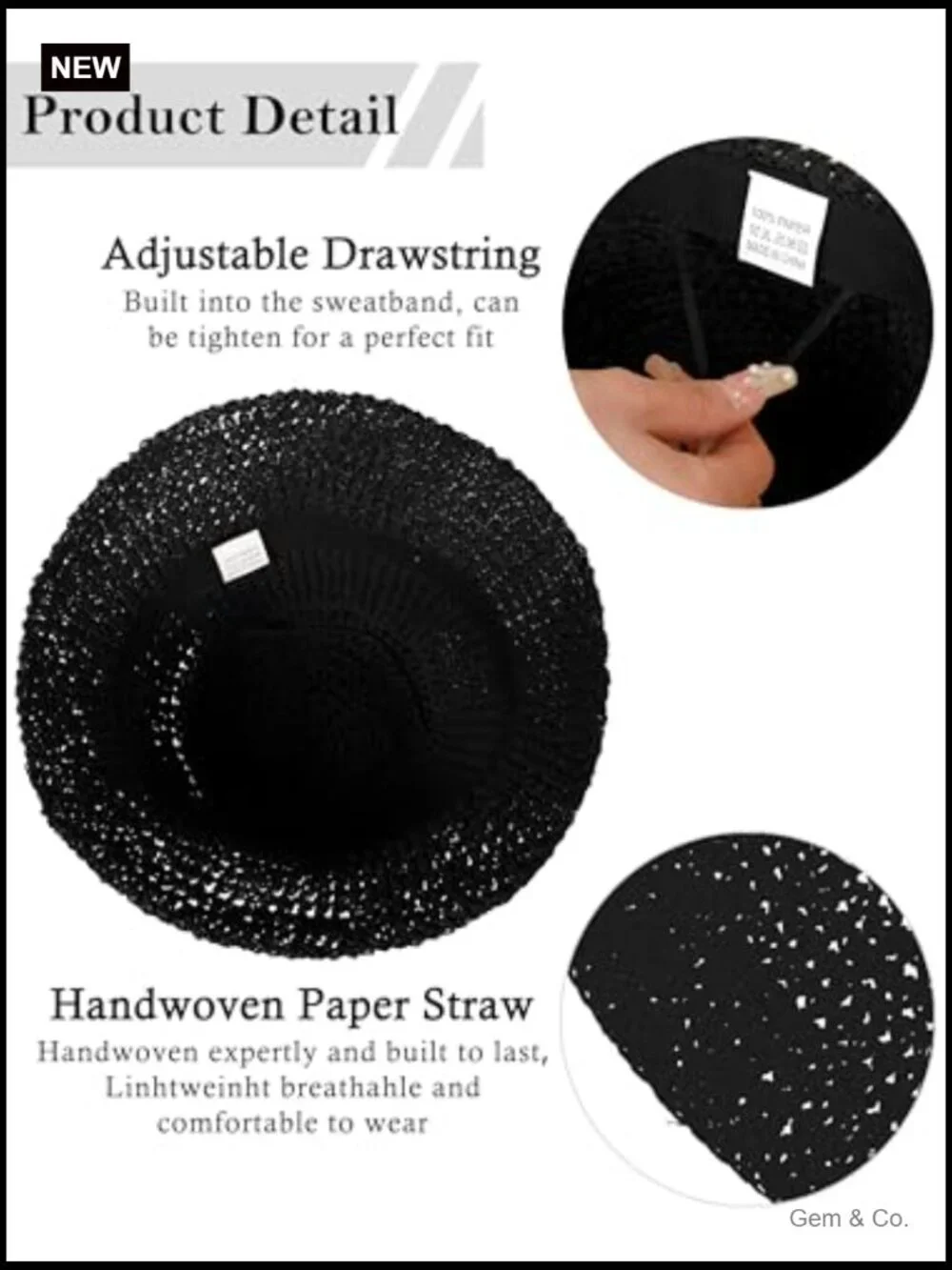 Handmade Crochet Straw Bucket Sun Hat Foldable Travel Cap Summer